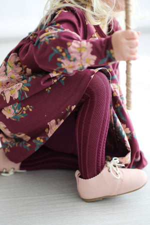 Footed Tights- Burgundy