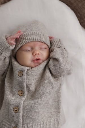 Knit hat - Taupe 100% Wool (cashmere feel)