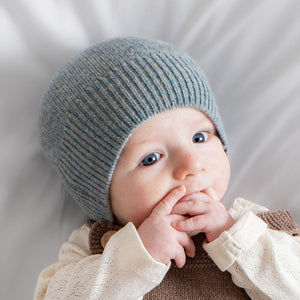 AW26 100% Wool Baby Hat - Stone Blue