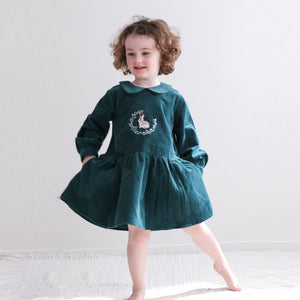 Ivy Corduroy Dress - Bunny teal