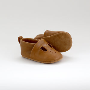Leather T-Bar Moccasin - Caramel