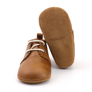 Oxford Leather Shoe Soft Sole - Caramel
