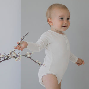 Henley Rib Bodysuit - Natural