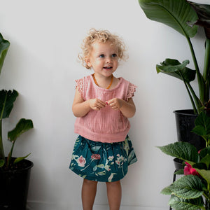 Fleur Singlet - Rose Tan with Lace