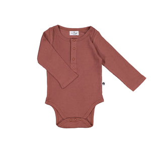 Henley Rib Bodysuit - Clay
