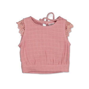 Fleur Singlet - Rose Tan with Lace