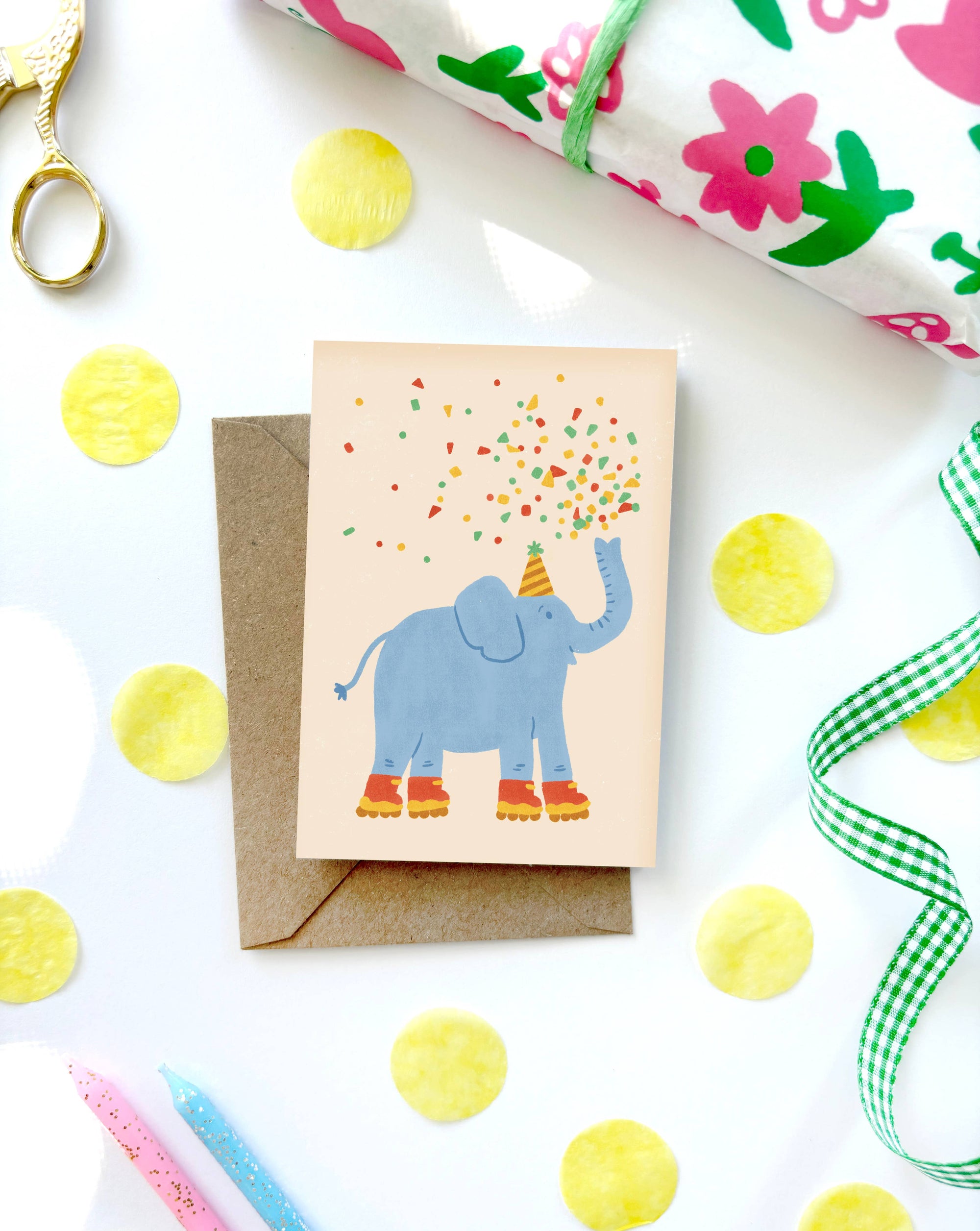 Elephant Mini Card - Illustrated Cute Kids Birthday Fun