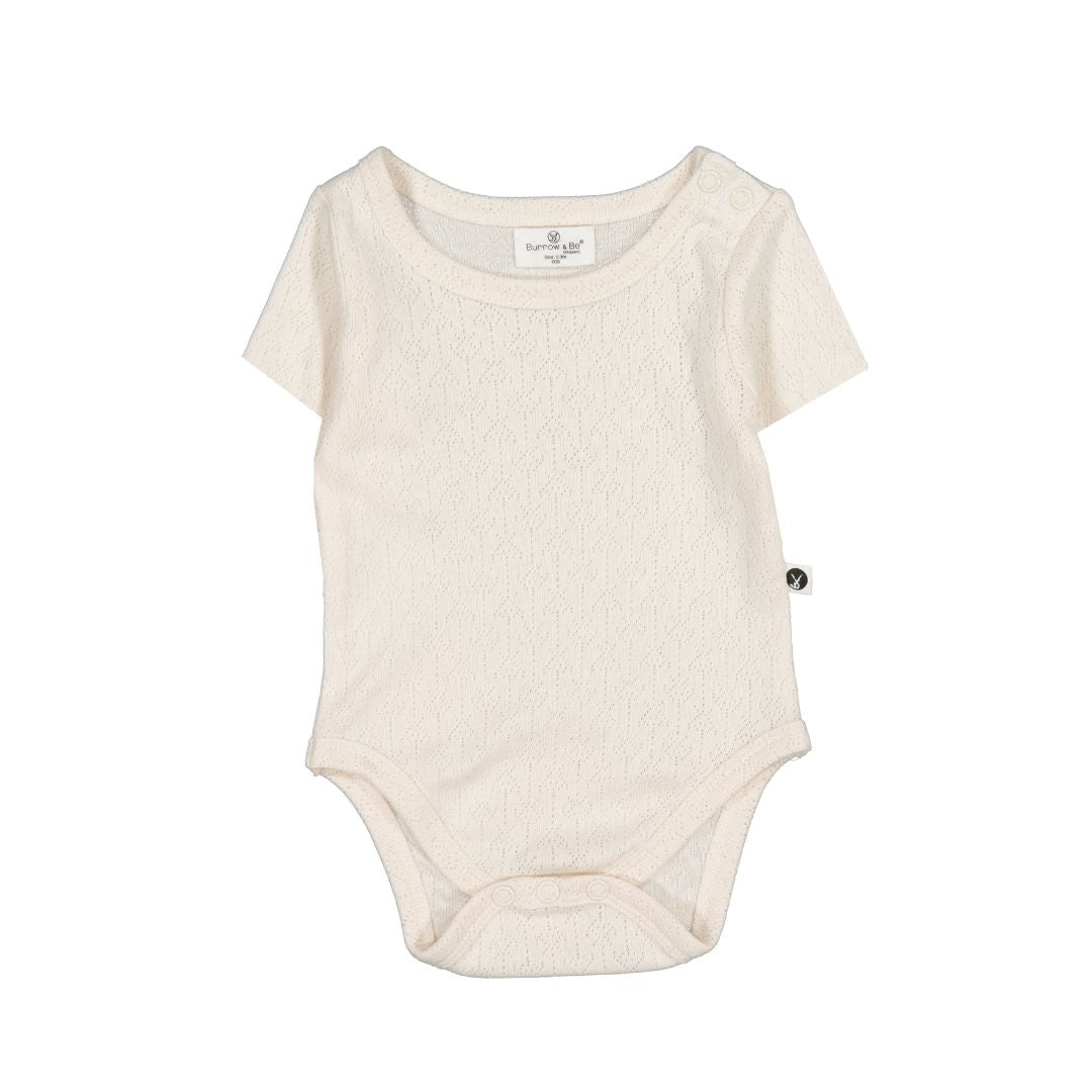 Pointelle Short Sleeve Onesie - Natural - Burrow & Be Australia