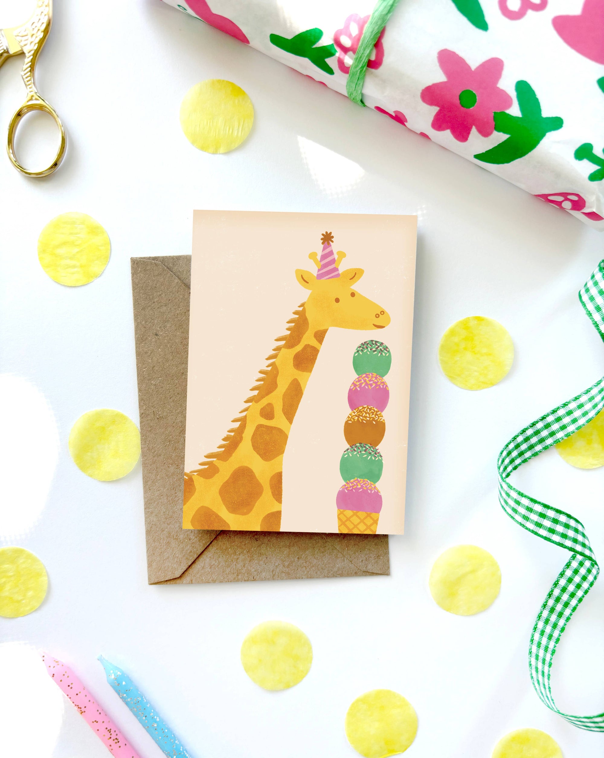 Giraffe Mini Card - Illustrated Cute Kids Birthday Fun