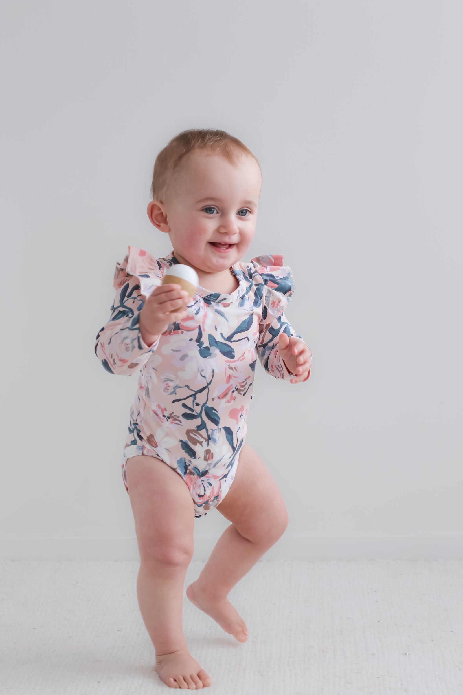 Long sleeve flutter bodysuit - Fleur print