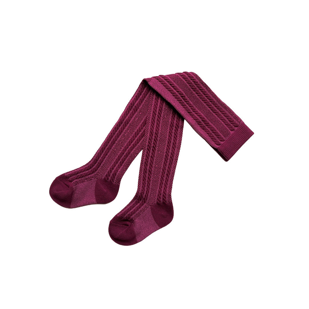 Footed Tights- Burgundy