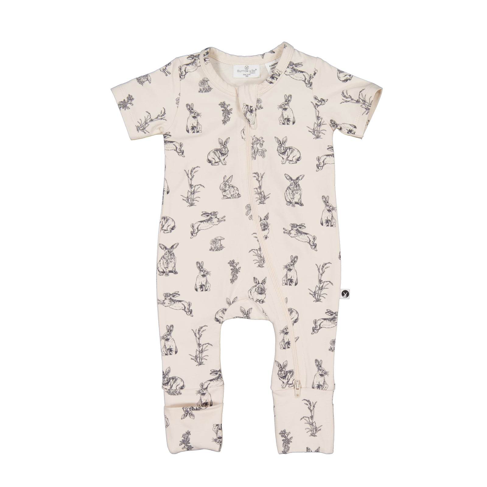 Essentials Baby Short Sleeve Zip Suit: Almond Burrowers
