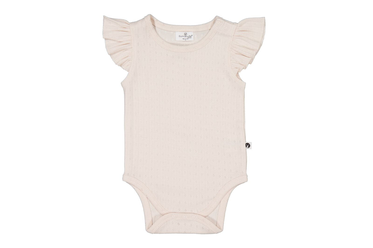 Almond Blush Pointelle Flutter bodysuit