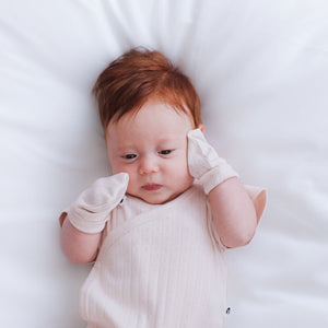 Almond Blush Pointelle Baby Mittens