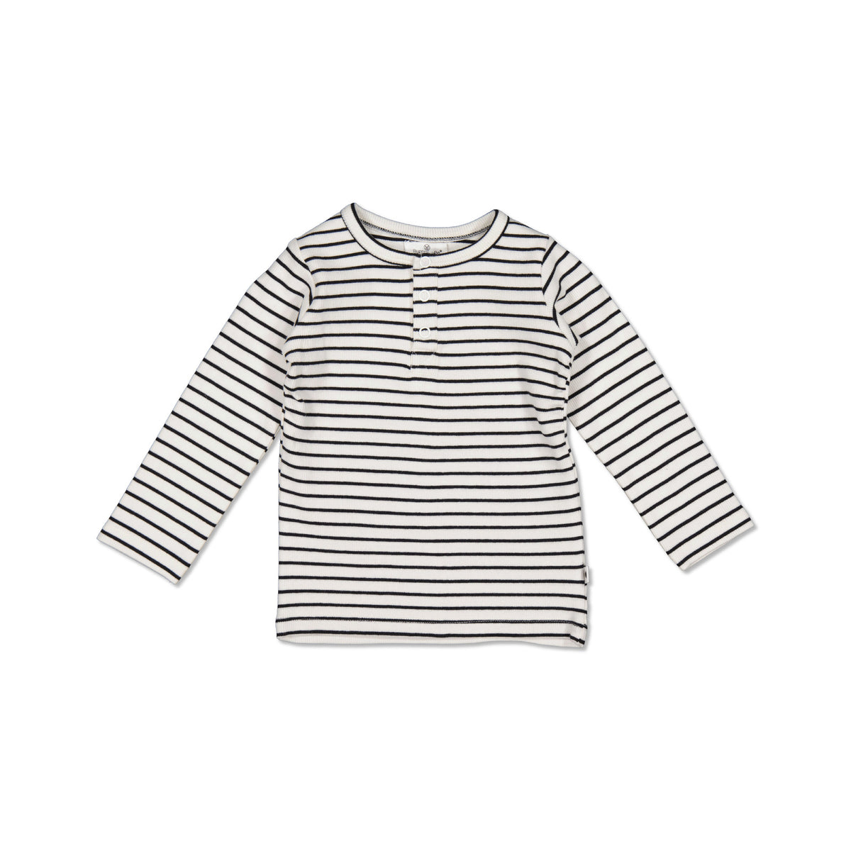 Rib Henley Top - Black Stripe
