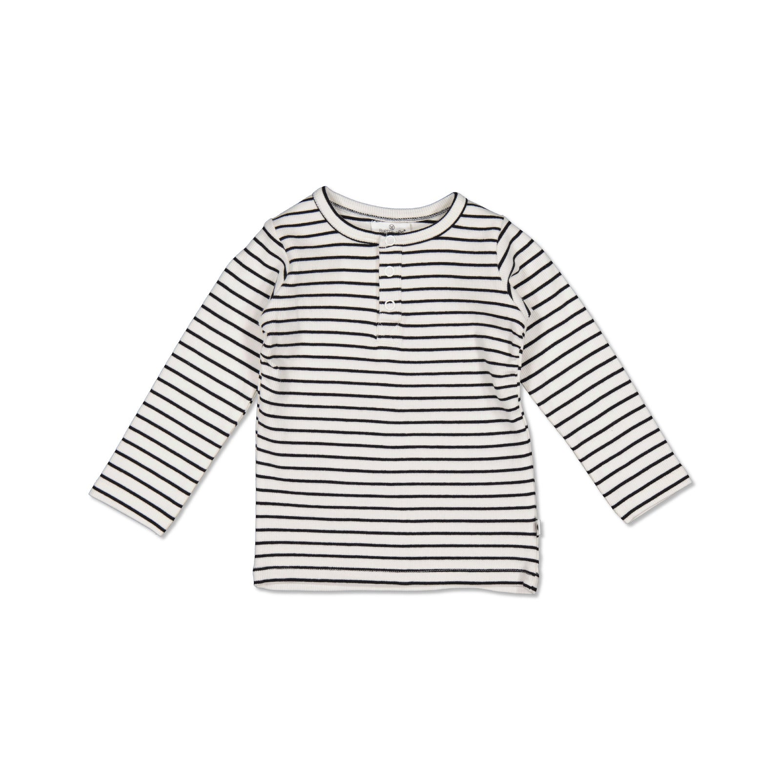 Rib Henley Top - Black Stripe