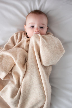 AW26 100% Wool Knit Baby Blanket - Ecru