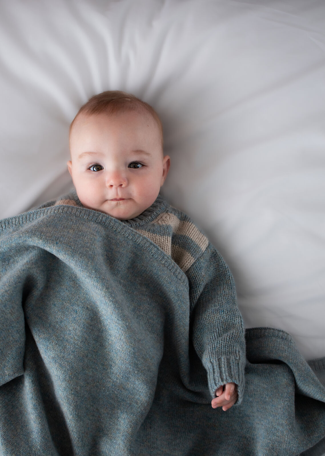 AW26 100% Wool Knit Baby Blanket - Stone Blue