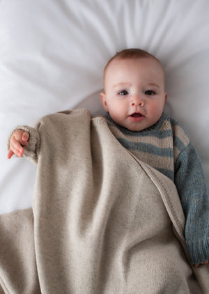 AW26 100% Wool Knit Baby Blanket - Stone Taupe