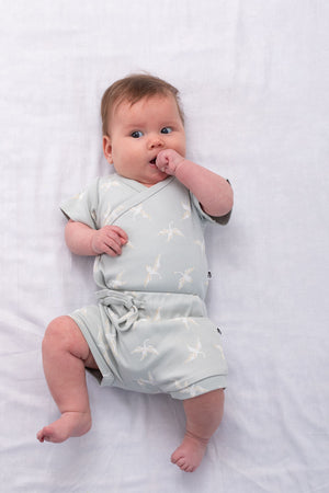 Swan Flight Short Sleeve Kimono Bodysuit