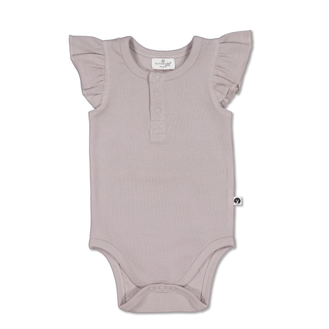 Flutter Sleeve Bodysuit Lavender Rib
