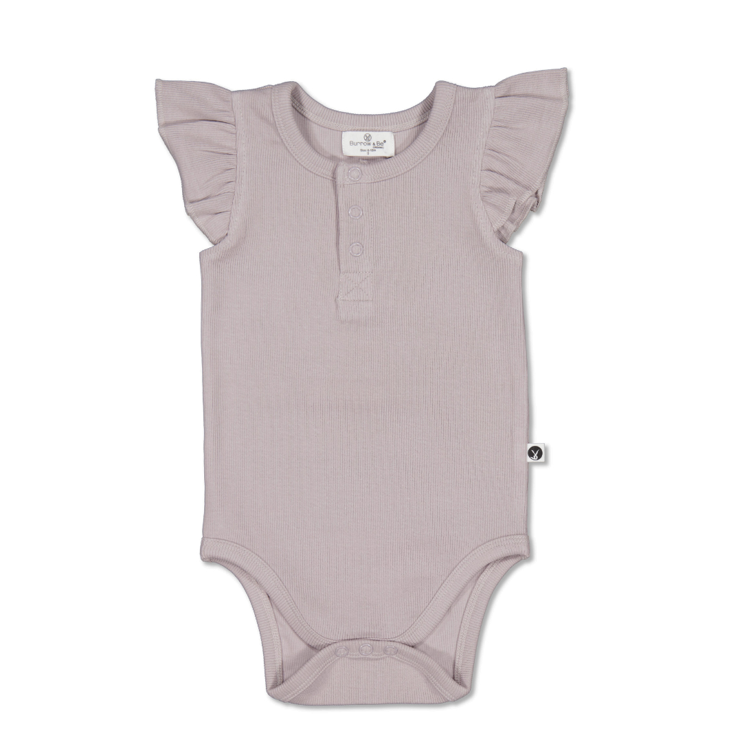 Flutter Sleeve Bodysuit - Lavender Rib