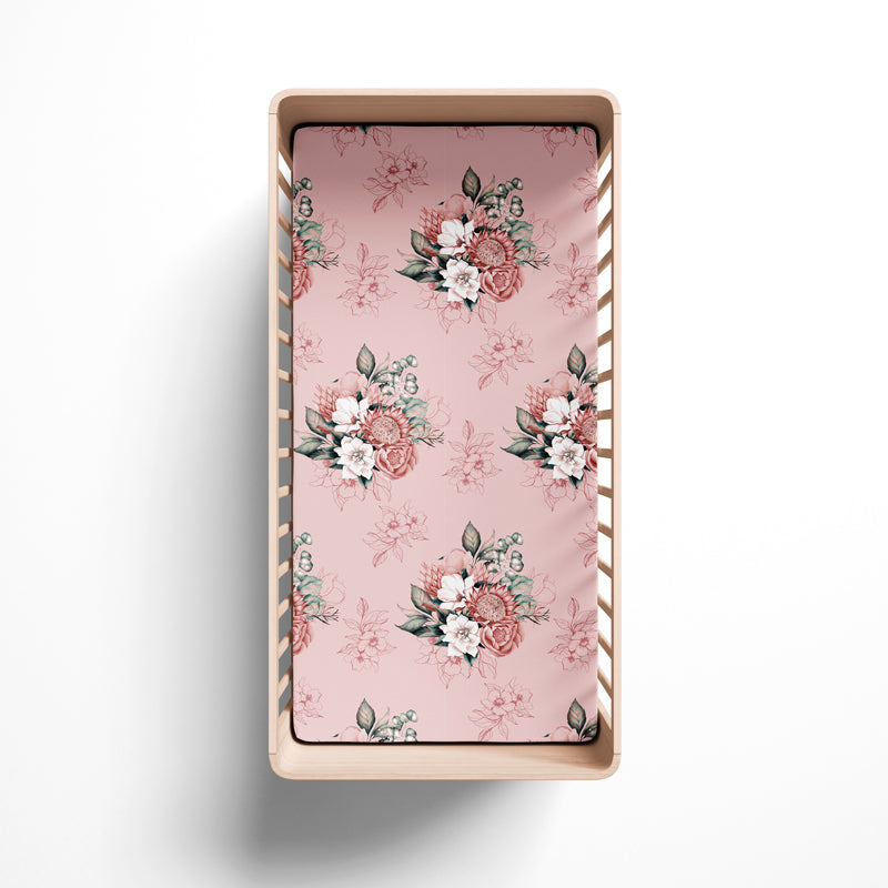 Cot Fitted Sheet - Tropical Bouquet