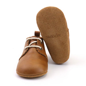 Oxford Leather Shoe Soft Sole - Caramel