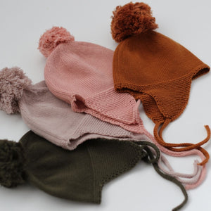 Knit Bonnet - Tan Rose