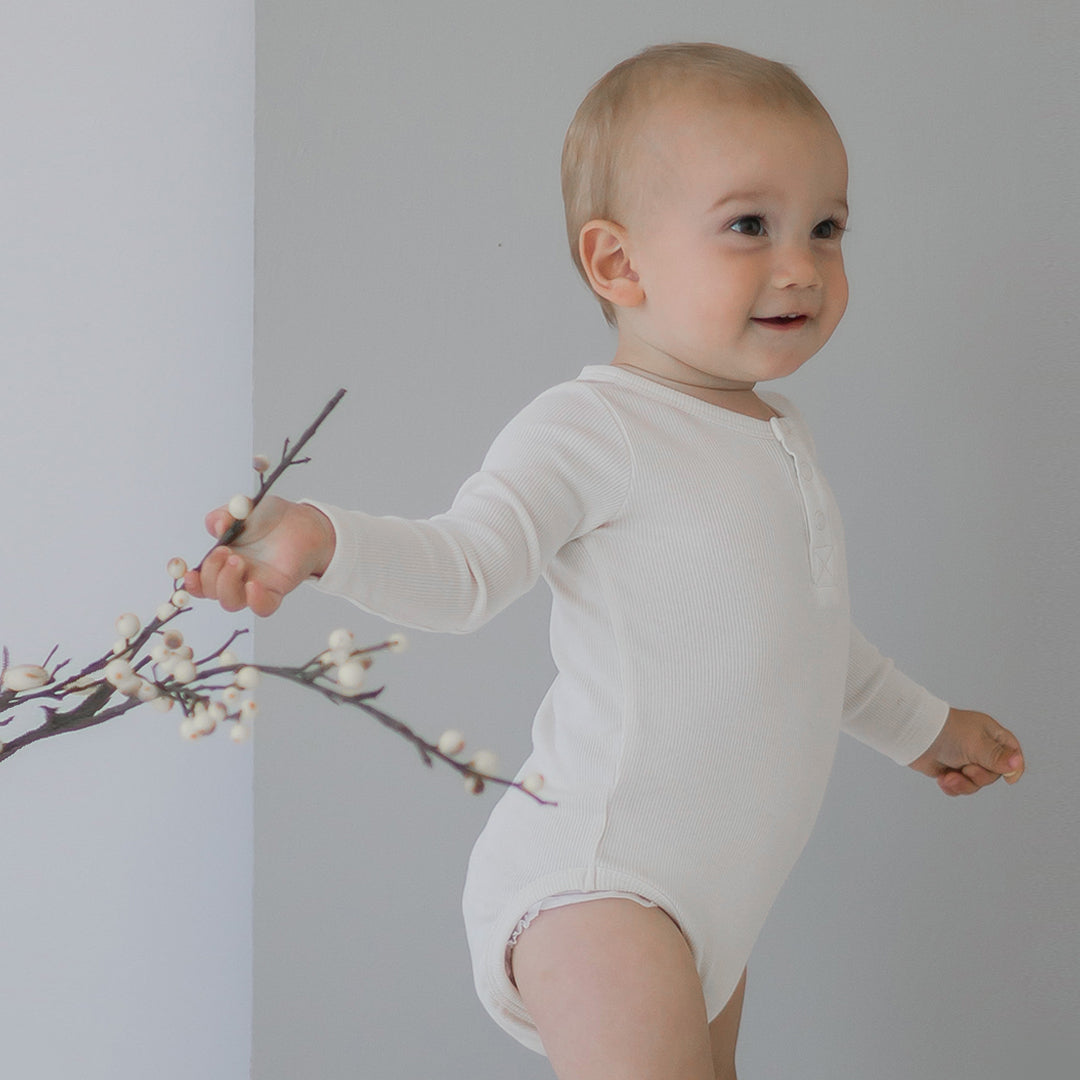 Henley Rib Bodysuit - Natural