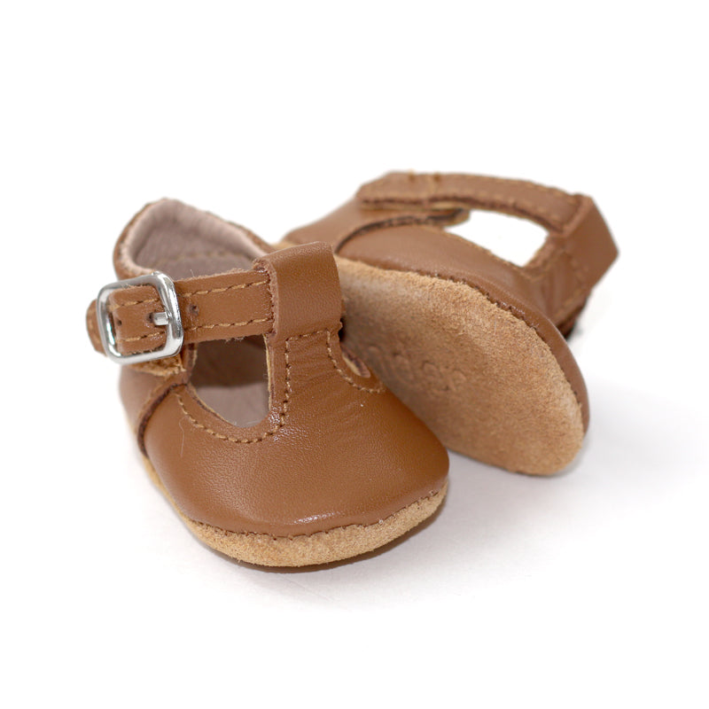 T Bar Leather doll shoes - Tan