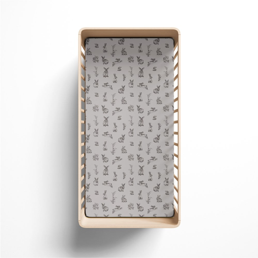 Organic cotton fitted cot sheet grey cot sheet