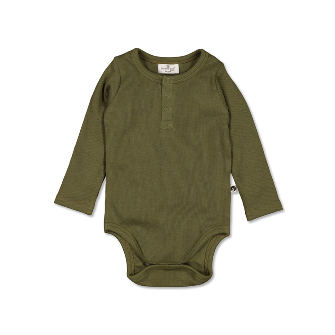Henley Rib Bodysuit - Olive