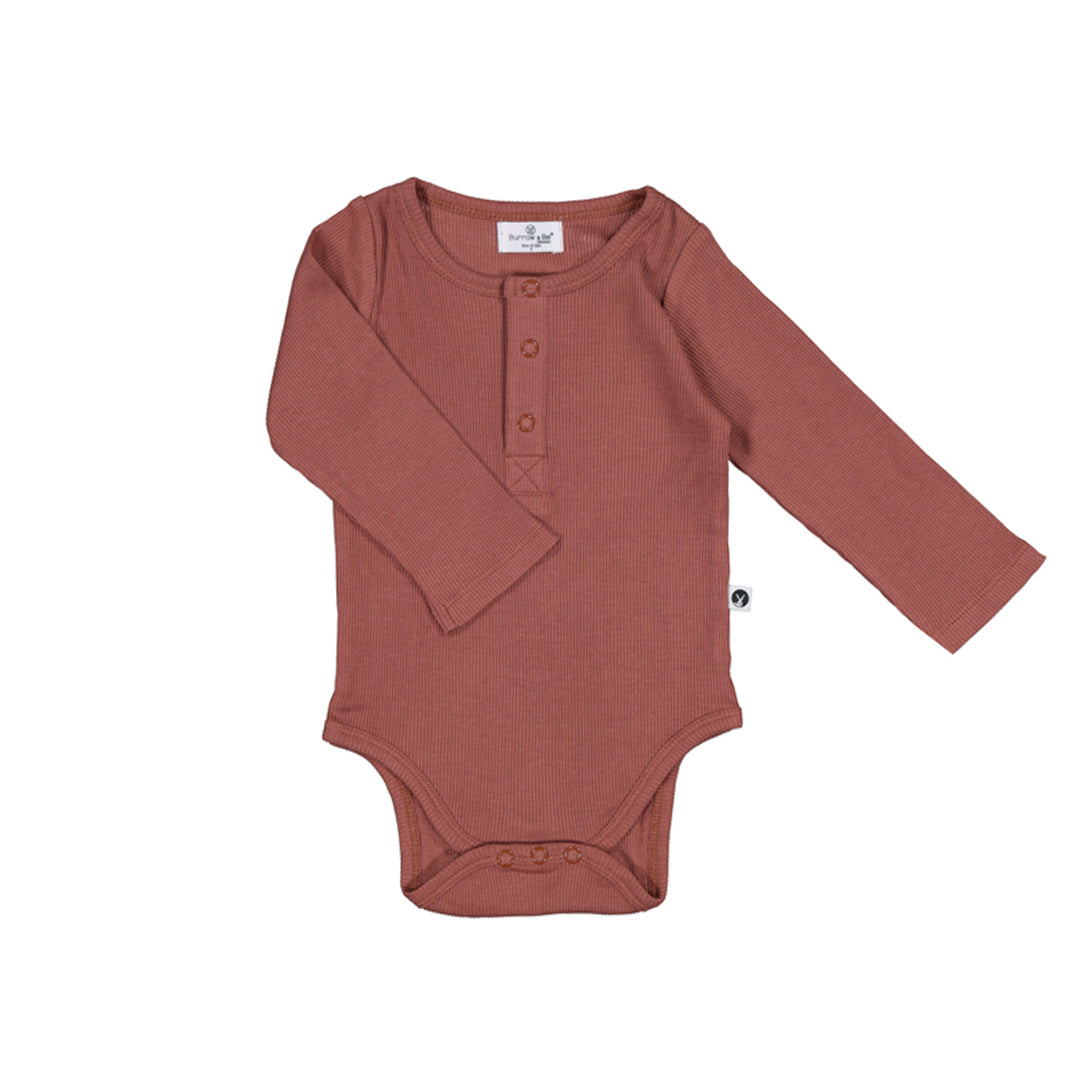 Henley Rib Bodysuit - Clay