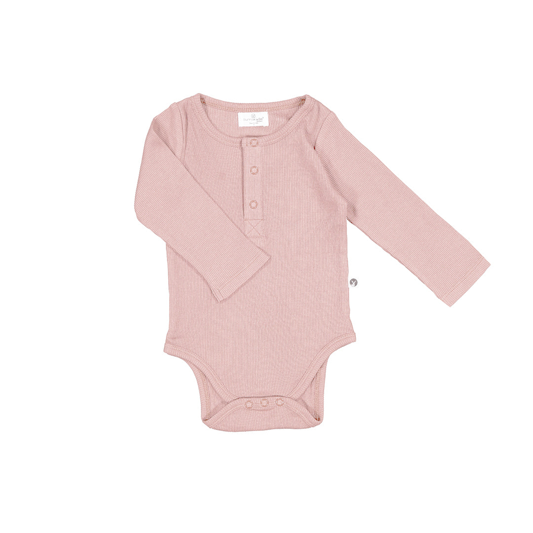 Henley Rib Bodysuit - Dusty Rose