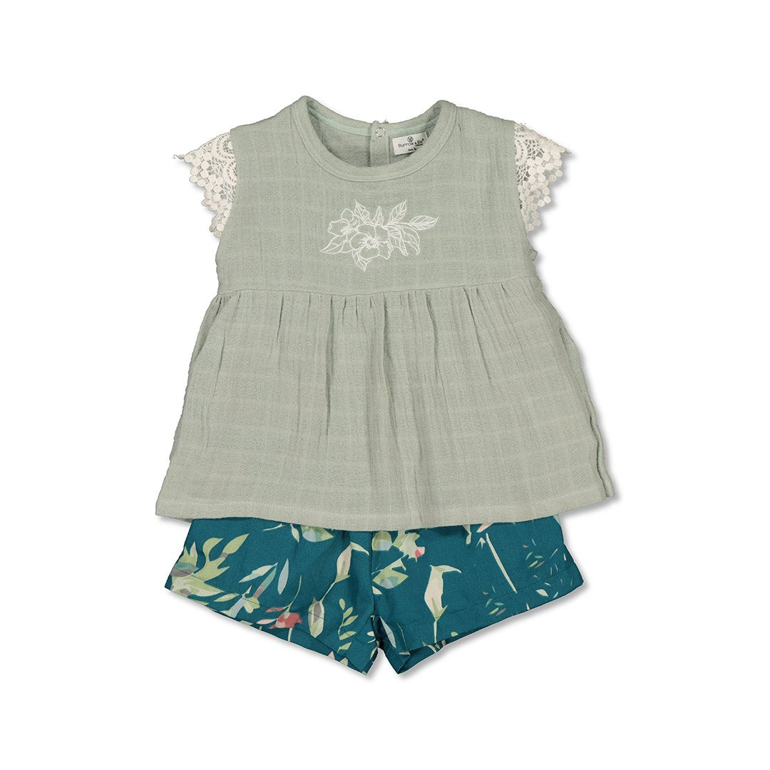 Lyla Shorts - Green Leavings