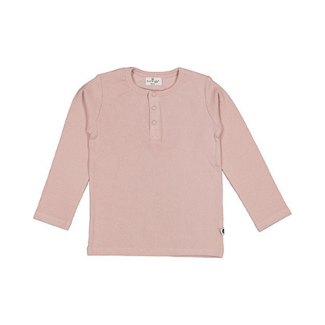 Rib Henley Top - Dusty Rose