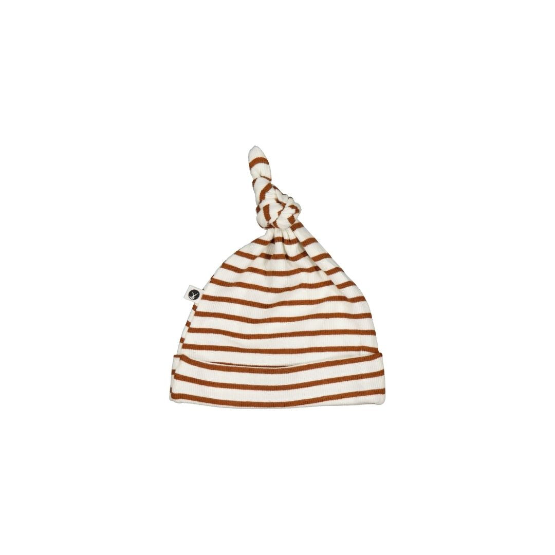 Rib Top Knot Hat - Russet Stripe