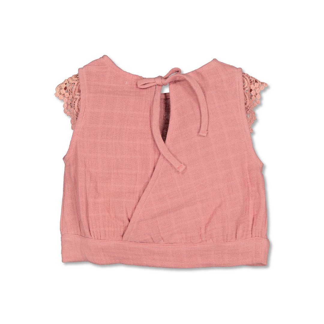 Fleur Singlet - Rose Tan with Lace